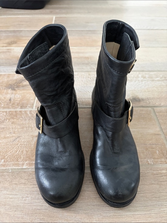 Jimmy Choo Shoes - Jimmy Choo Black Leather Mid-Calf Buckle Boots